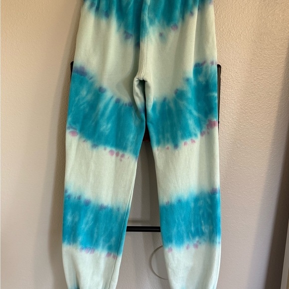 Spiritual Gangster Pants - Spiritual Gangster Rainbow Perfect Sweats Joggers Blue/White Tie-Dye. Small.